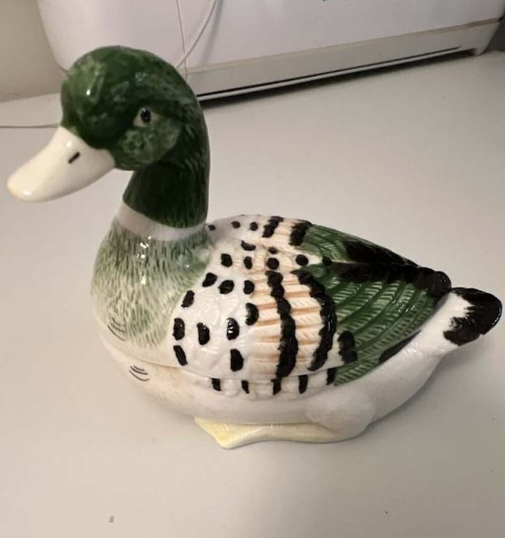 K'S Collection Vintage Porcelain Mallard Duck Figural Trinket Box